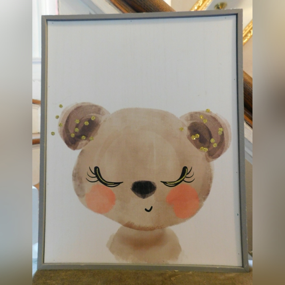 Nursery Wall Art Bear Water Color Design NWT